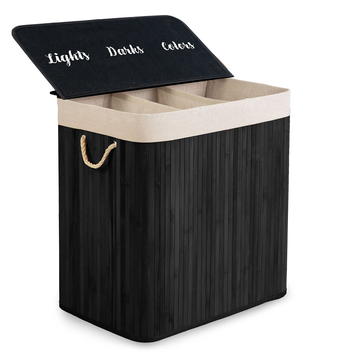 Bamboo laundry basket with lid 150 l Massido