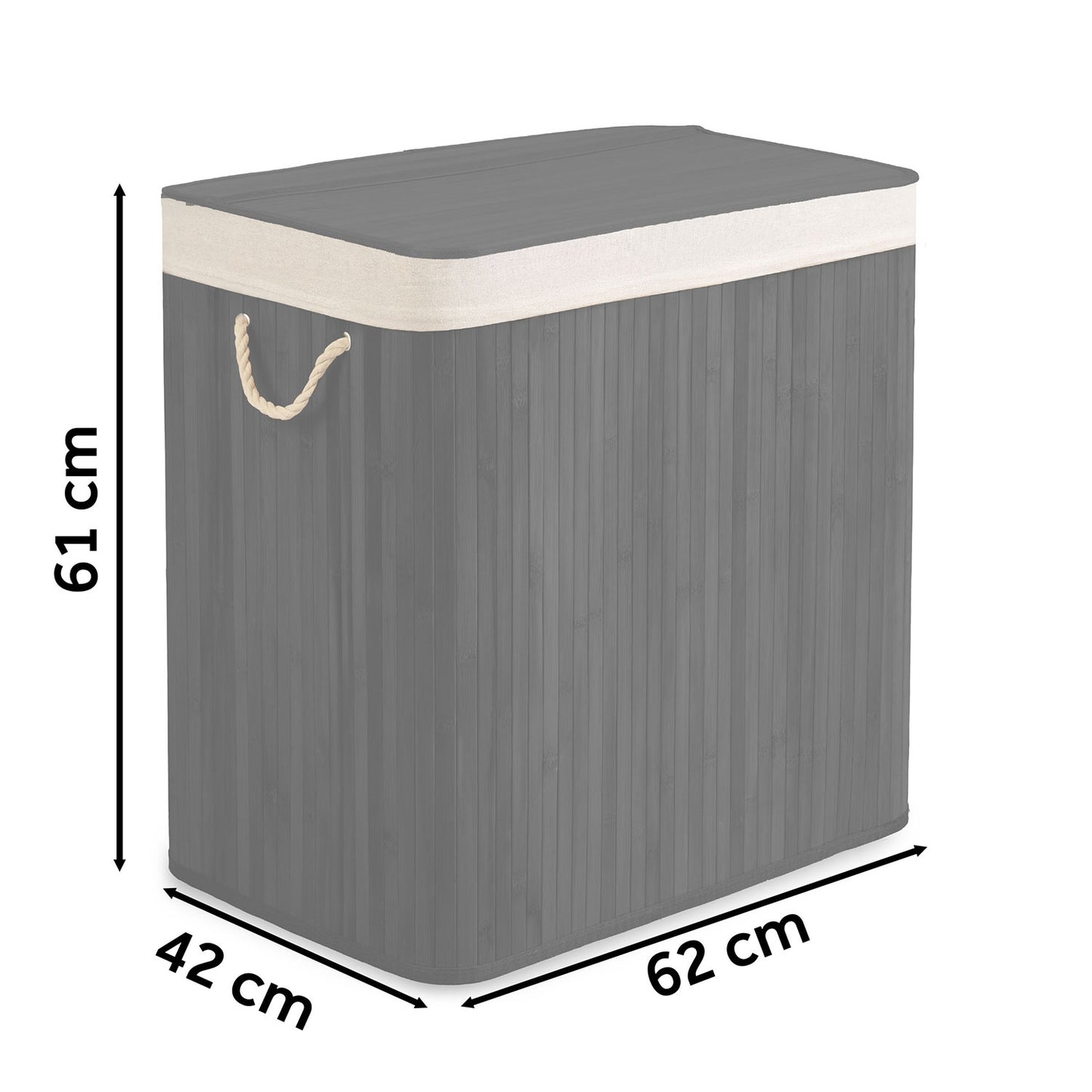 Bamboo laundry basket with lid 150 l Massido