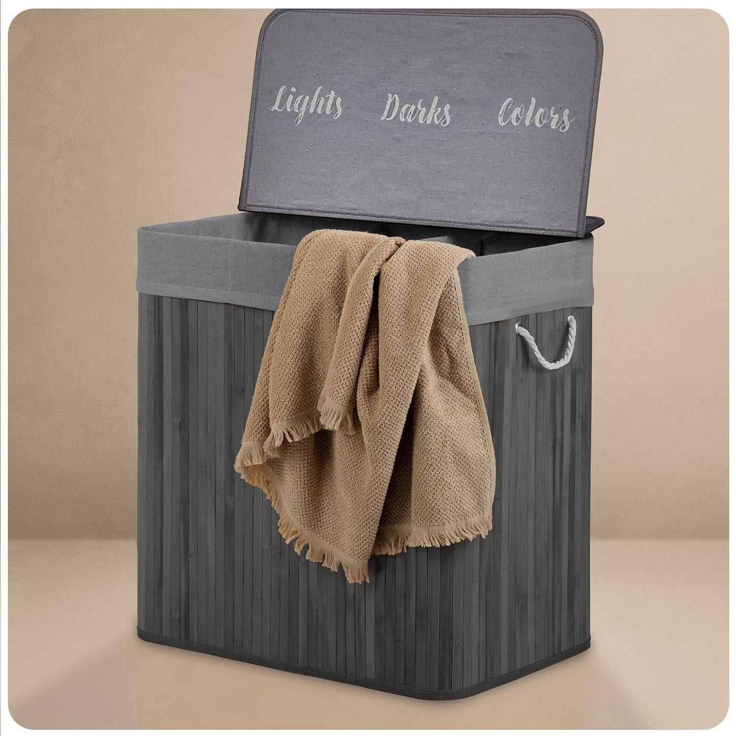 Bamboo laundry basket with lid 150 l Massido