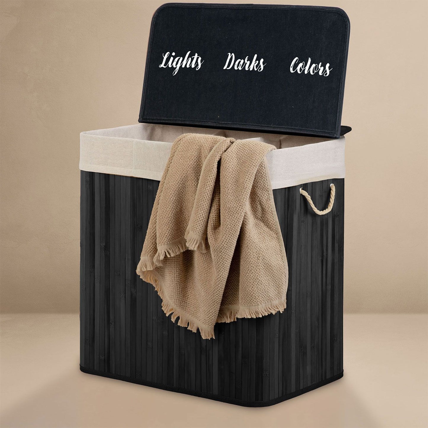 Bamboo laundry basket with lid 150 l Massido