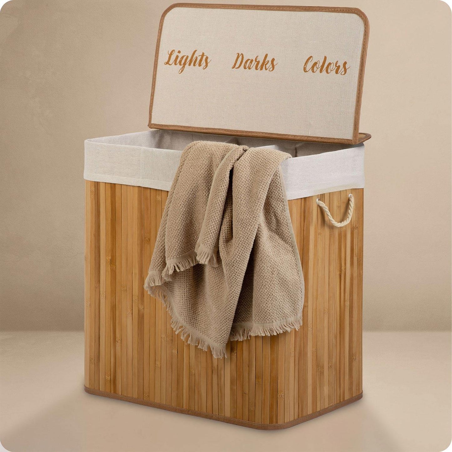 Bamboo laundry basket with lid 150 l Massido