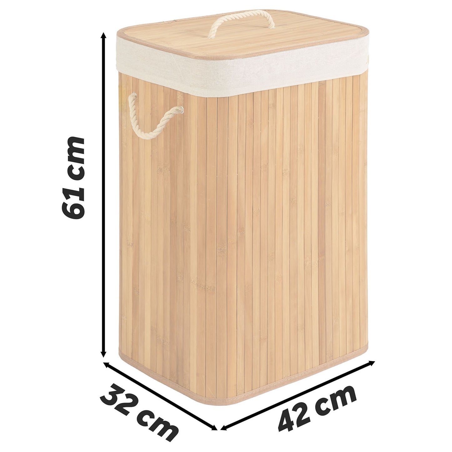 Bamboo laundry basket with lid 72 l Massido