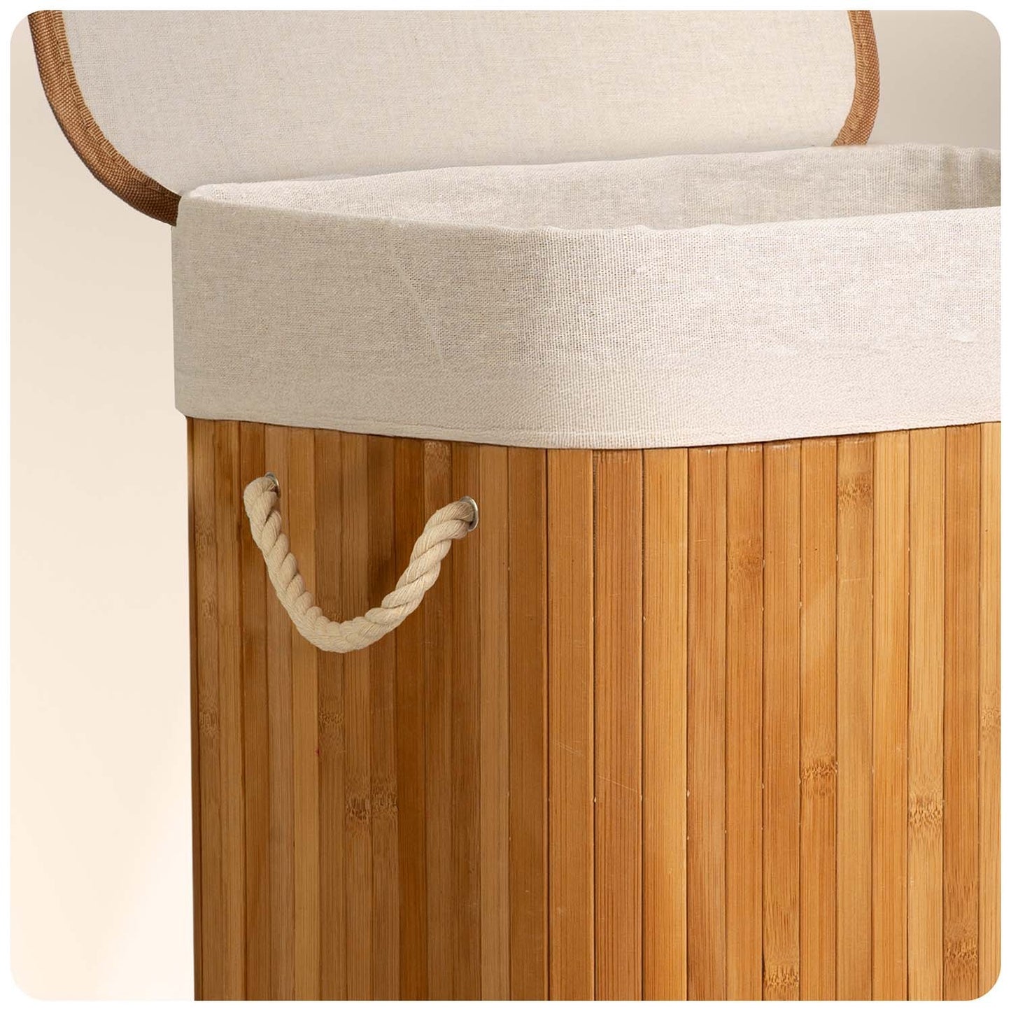 Bamboo laundry basket with lid 72 l Massido