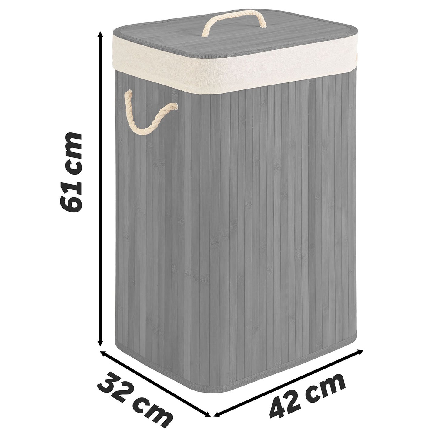 Bamboo laundry basket with lid 72 l Massido
