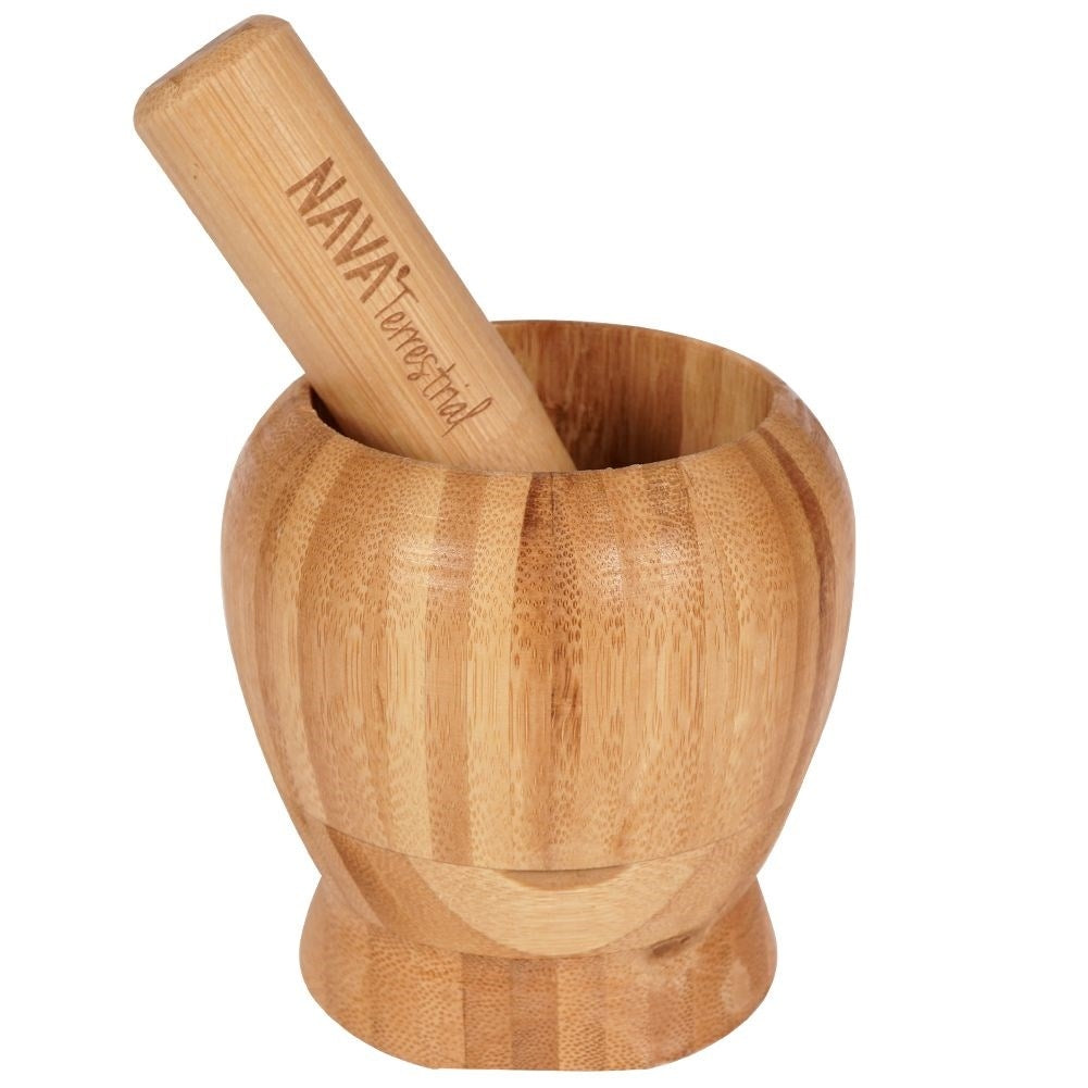 Bamboo mortar for kitchen - natural wood, perfect for spices