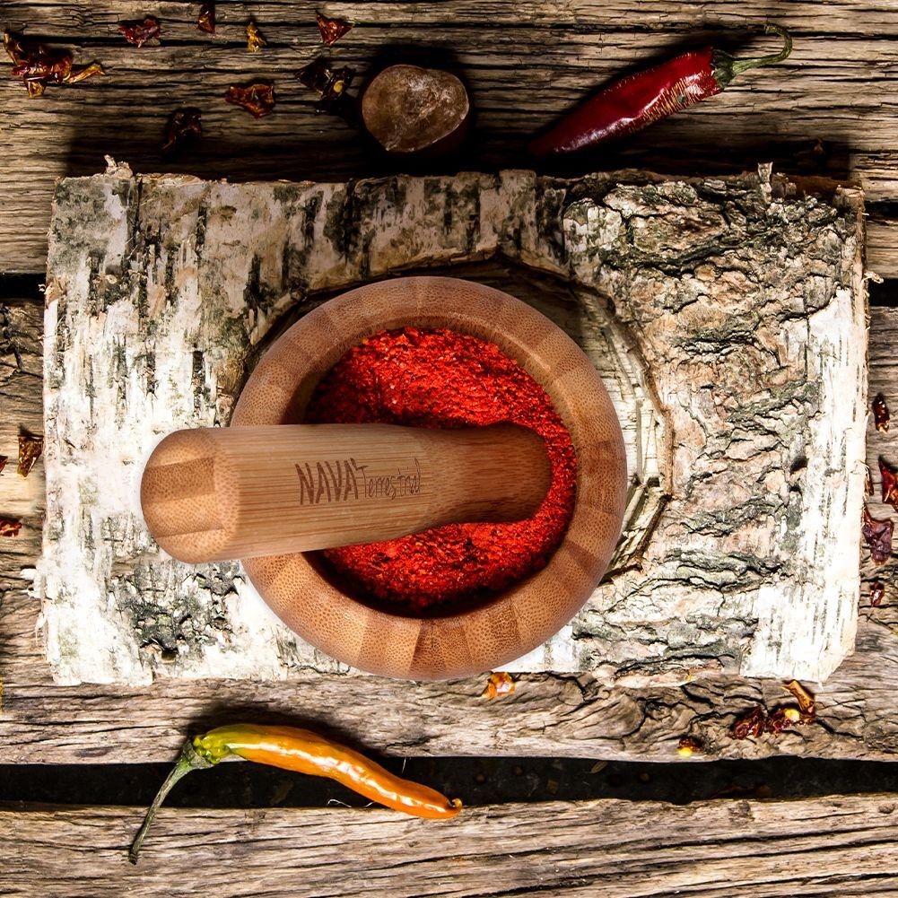 Bamboo mortar for kitchen - natural wood, perfect for spices