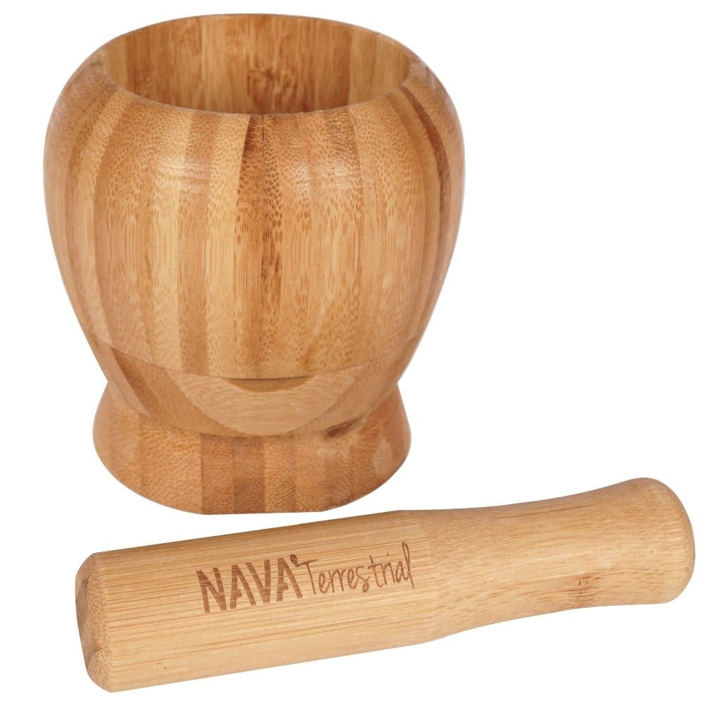 Bamboo mortar for kitchen - natural wood, perfect for spices