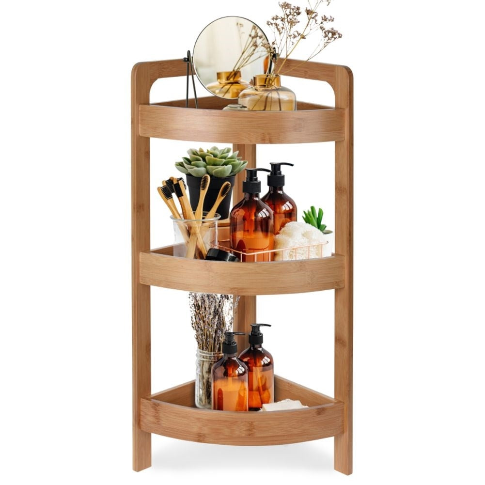Bamboo shelf for bathroom - Storage of cosmetics & towels
