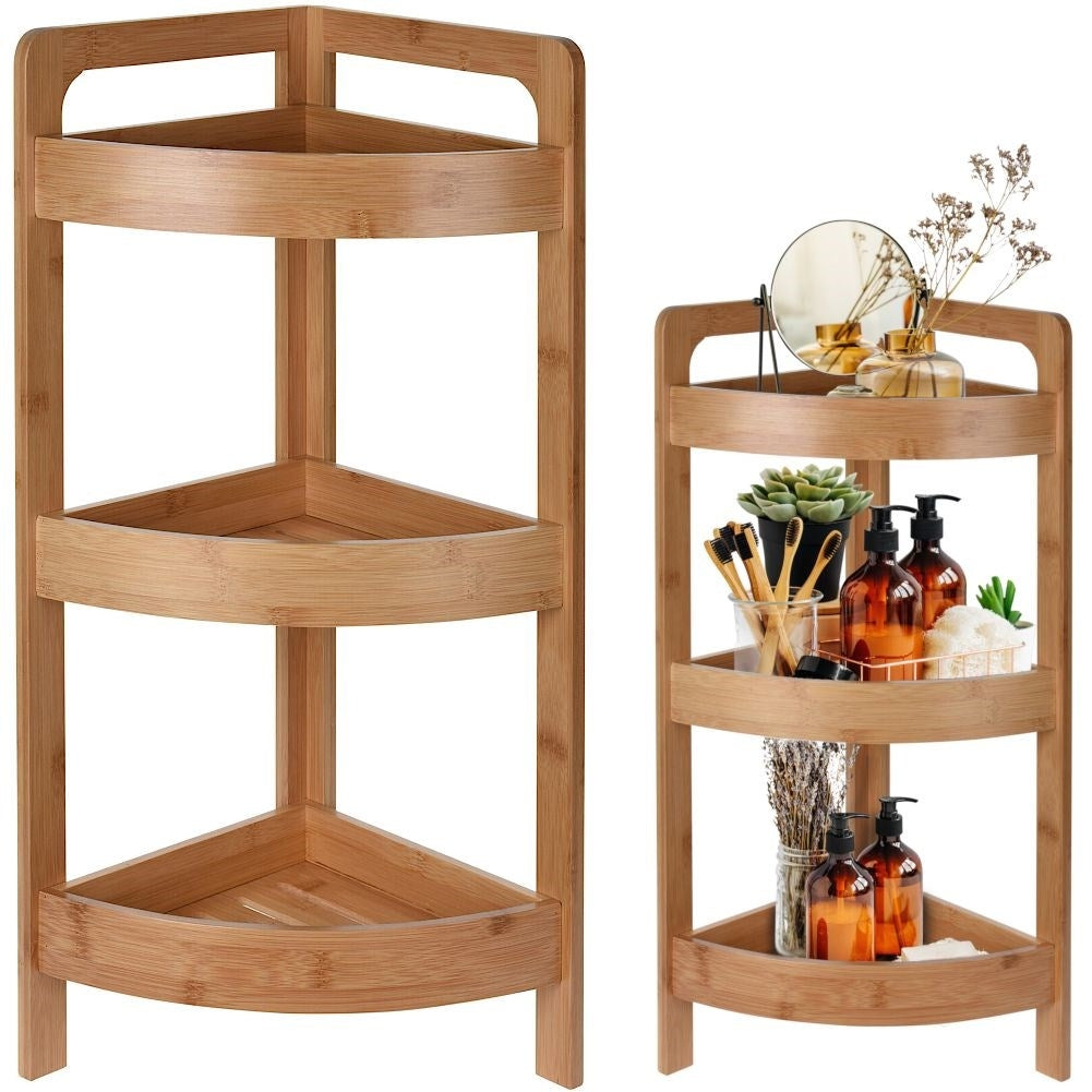 Bamboo shelf for bathroom - Storage of cosmetics & towels
