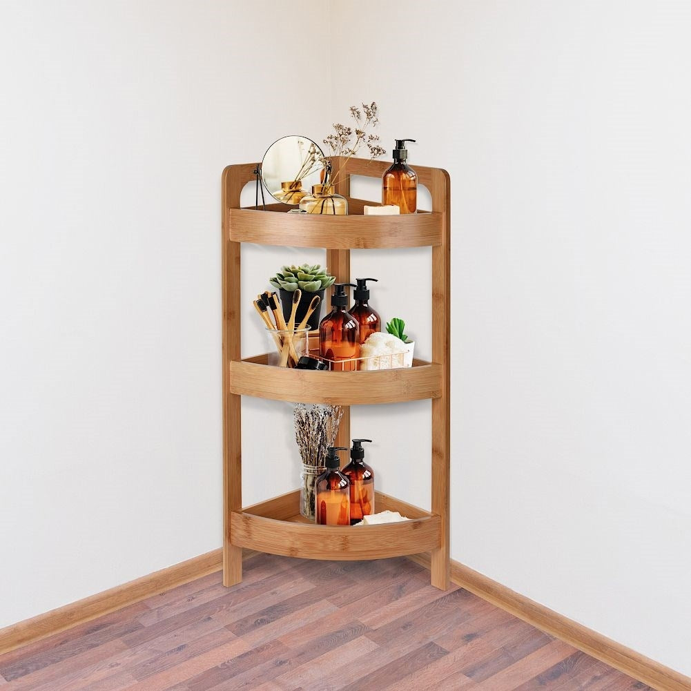 Bamboo shelf for bathroom - Storage of cosmetics & towels