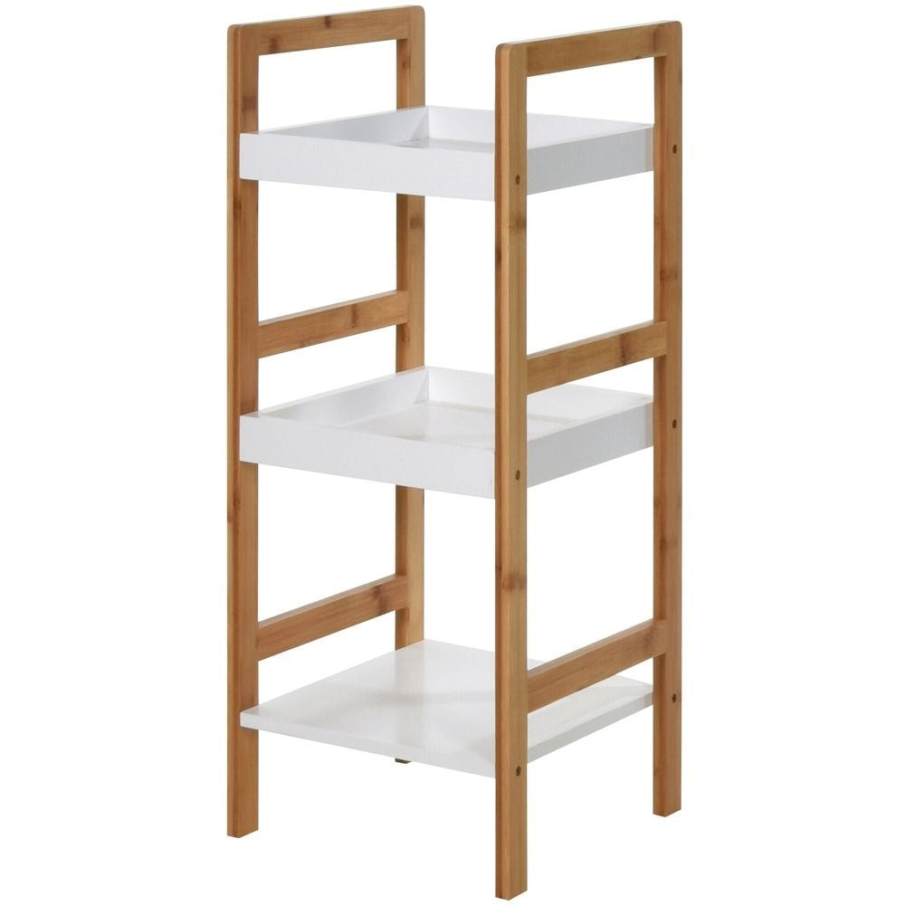 Bamboo shelf for the bathroom - Storage of cosmetics and towels