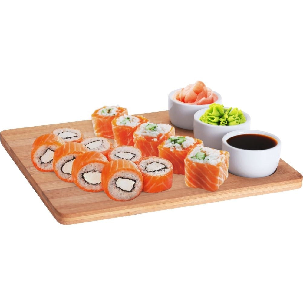 Bamboo wooden board with ceramic bowls - Perfect for sushi!