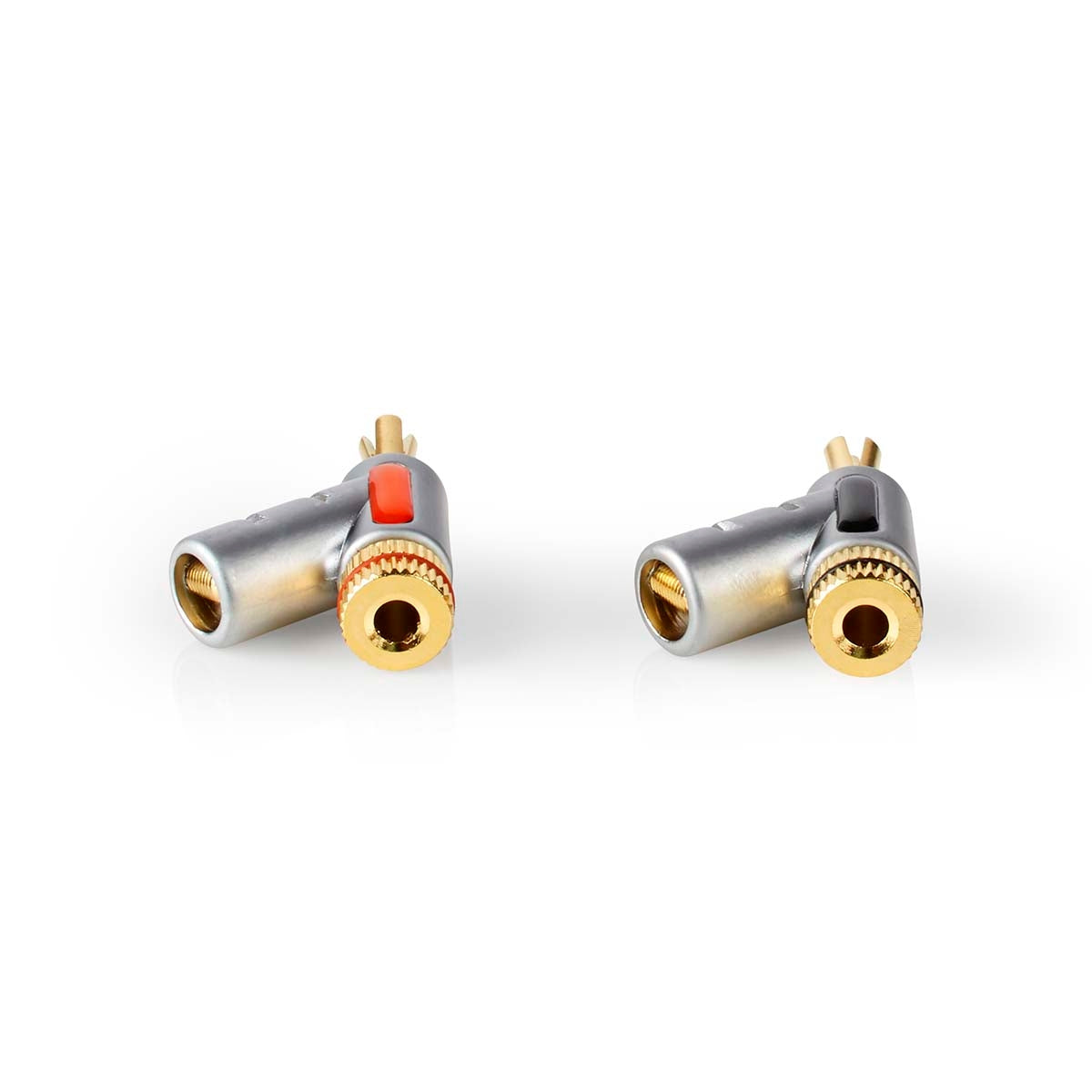Banana Connector | Straight | Male | Gold Plated | Screw | Cable input diameter: 7.4 mm | Zinc Alloy | Silver | 2 pcs. | Box