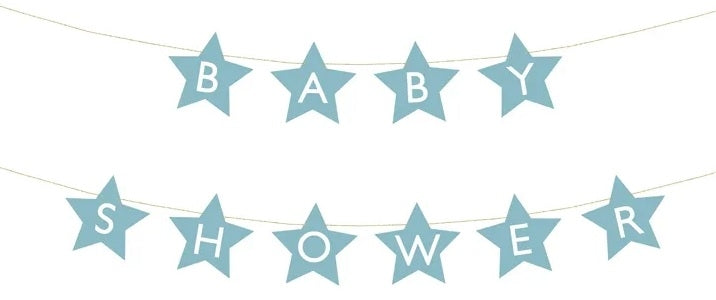 Banner sign for baby shower stars light blue 290cm x 16.5cm