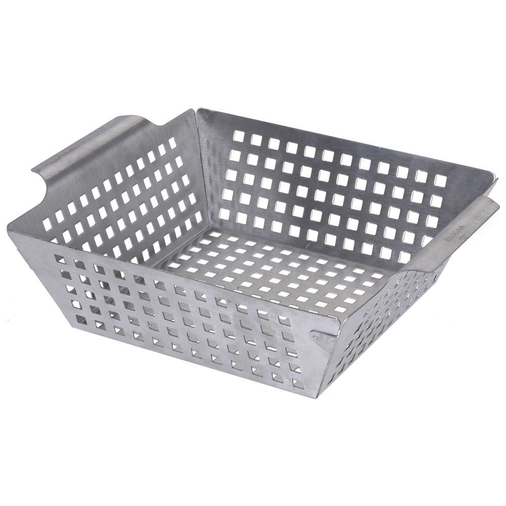 Barbecue basket in stainless steel with perforated surface