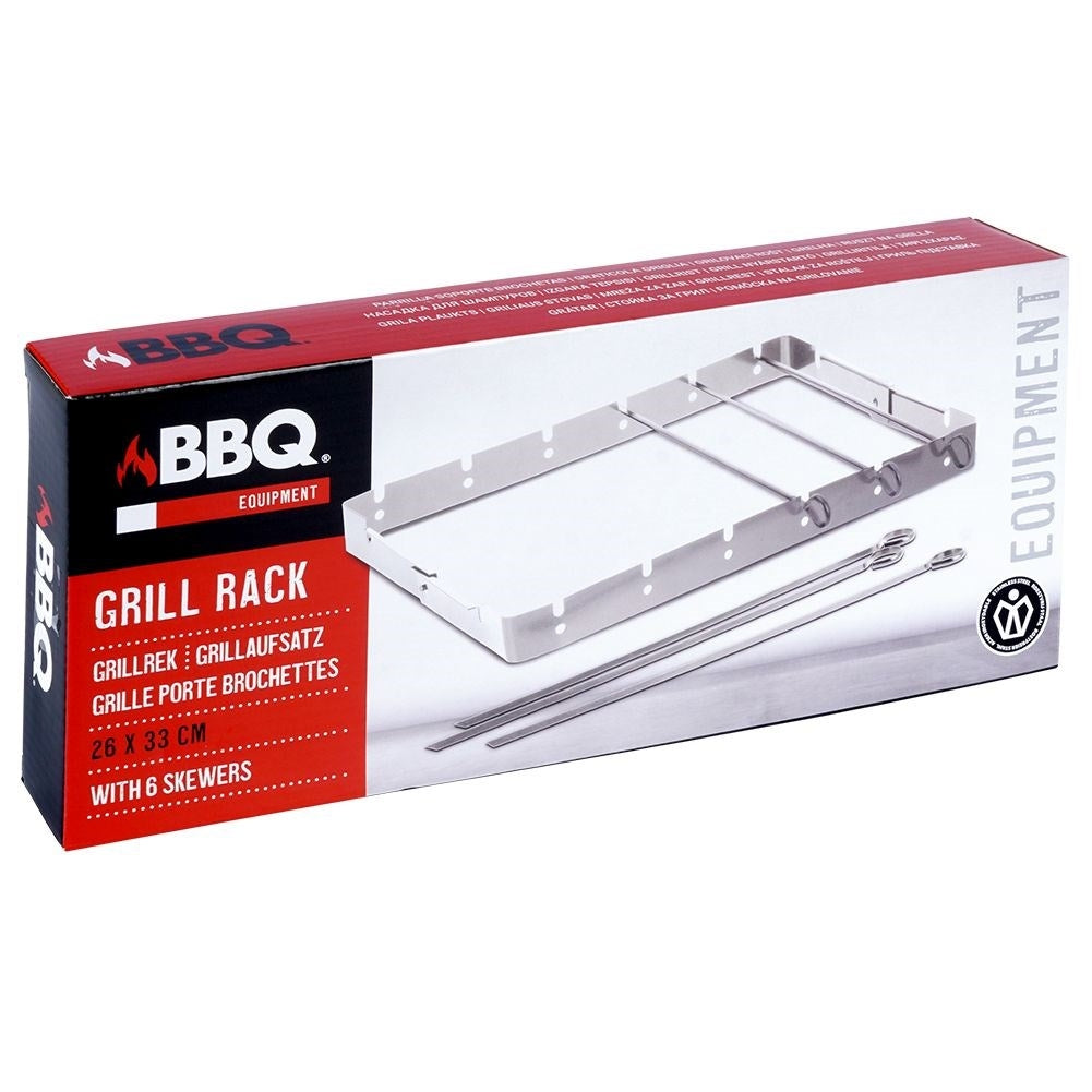 Barbecue skewer set in stainless steel with stand for perfect grilling