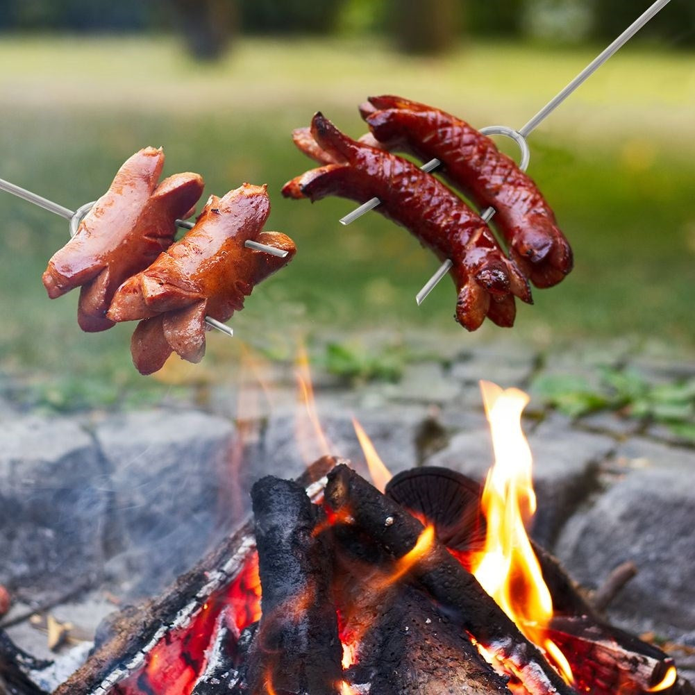 Barbecue stick: Telescopic, double tips, stainless steel