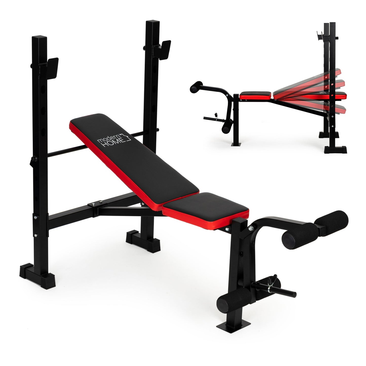 Barbell training bench with leg press