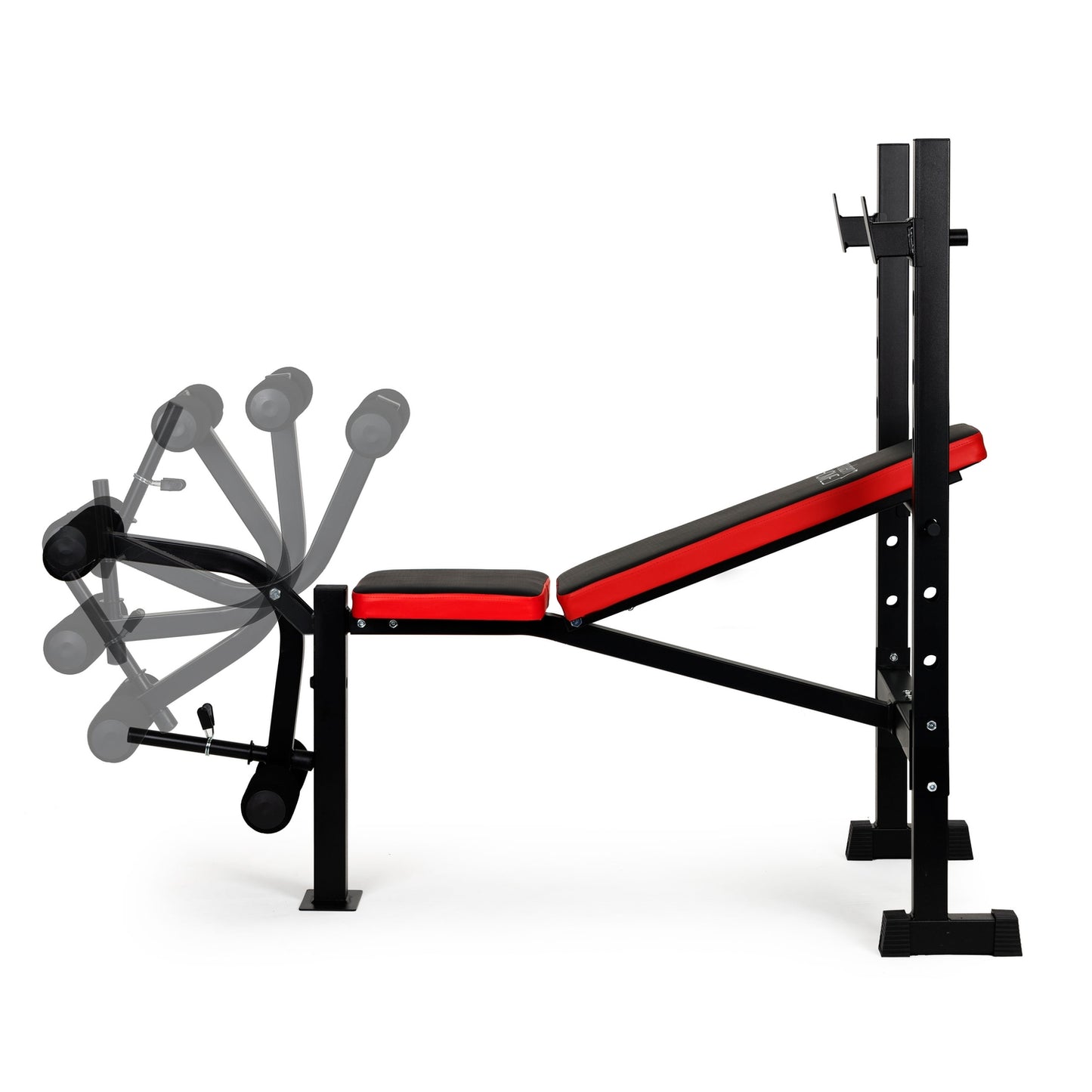 Barbell training bench with leg press