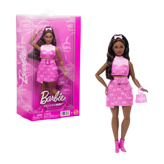 Barbie Deluxe Doll with Bright Pink Skirt, Curvy Style