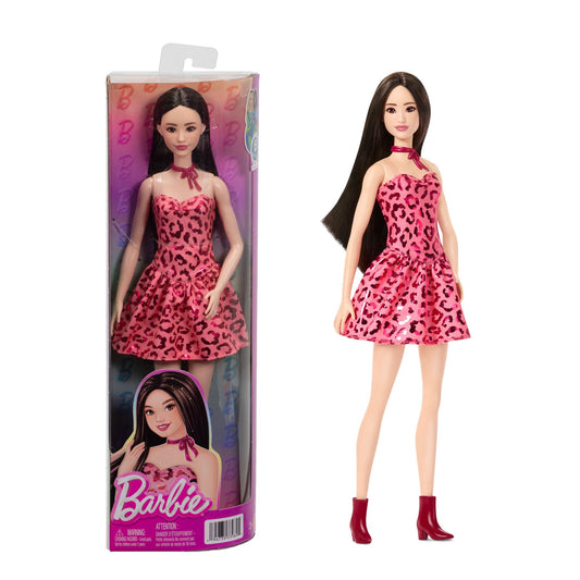 Barbie Doll in Pink Leopard Dress with Accessories