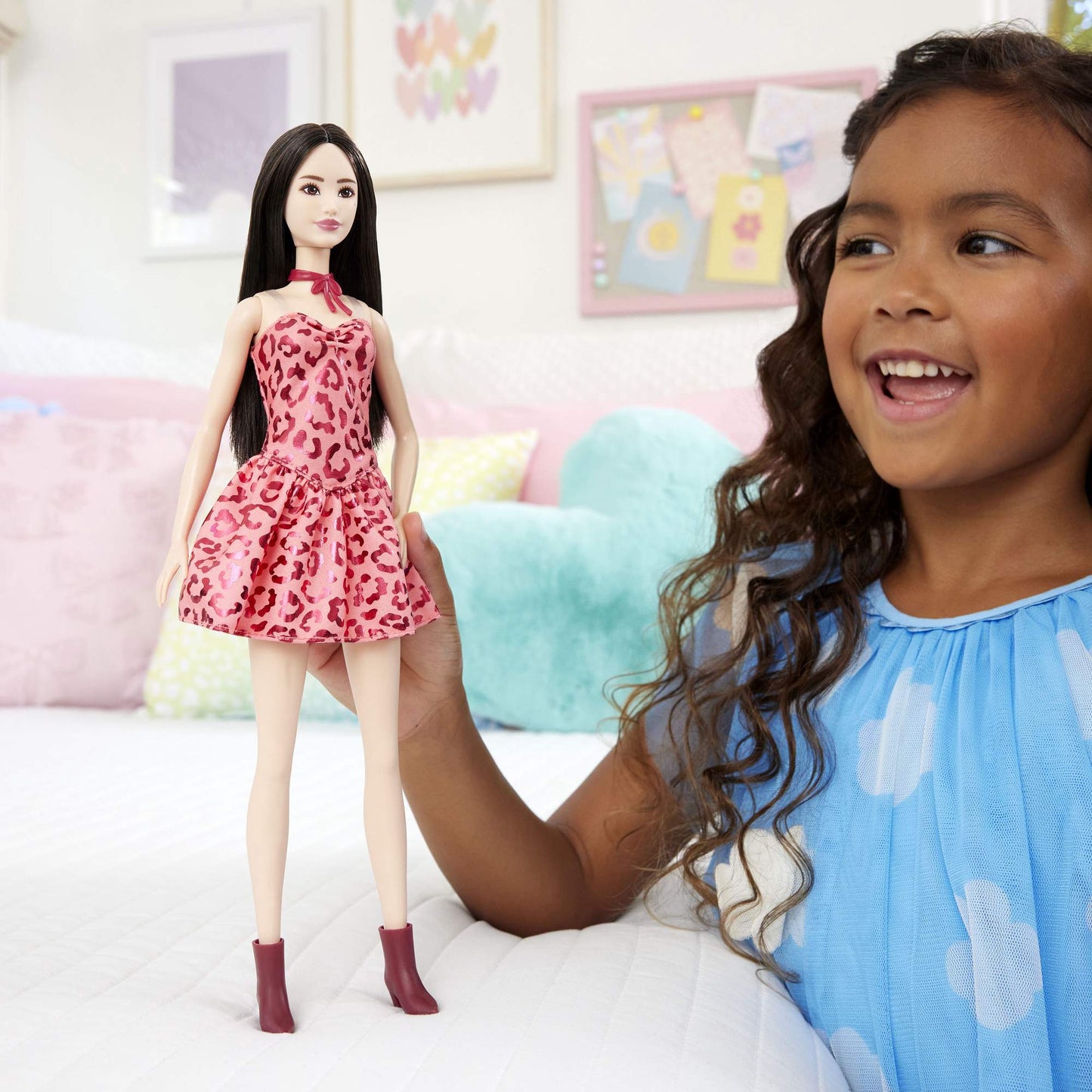 Barbie Doll in Pink Leopard Dress with Accessories