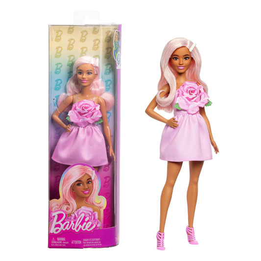 Barbie Doll with Pink Rose Dress and Heels
