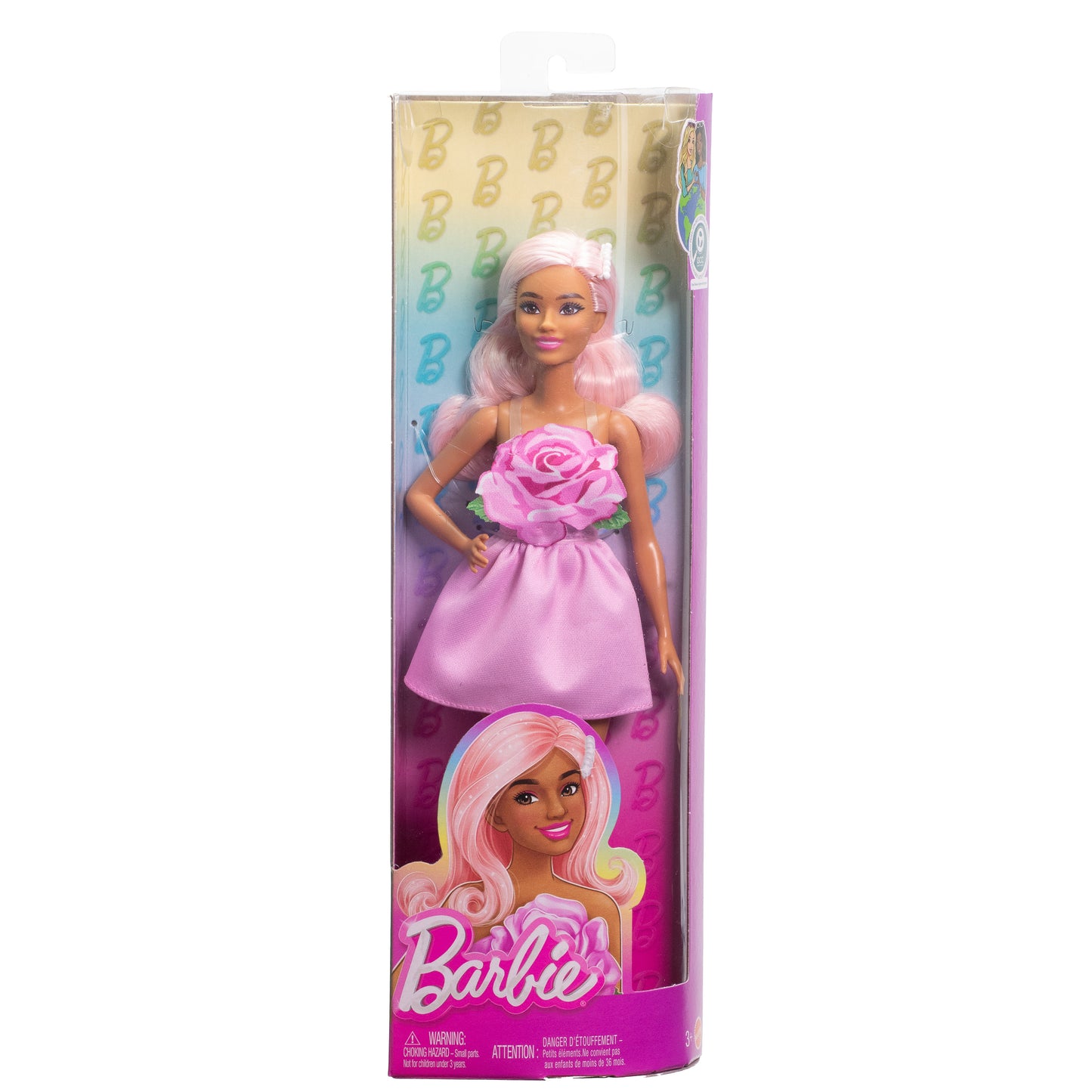 Barbie Doll with Pink Rose Dress and Heels