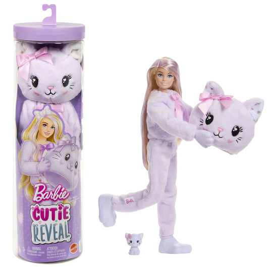 Barbie Doll with Purple Kitten Costume & 10 Surprises