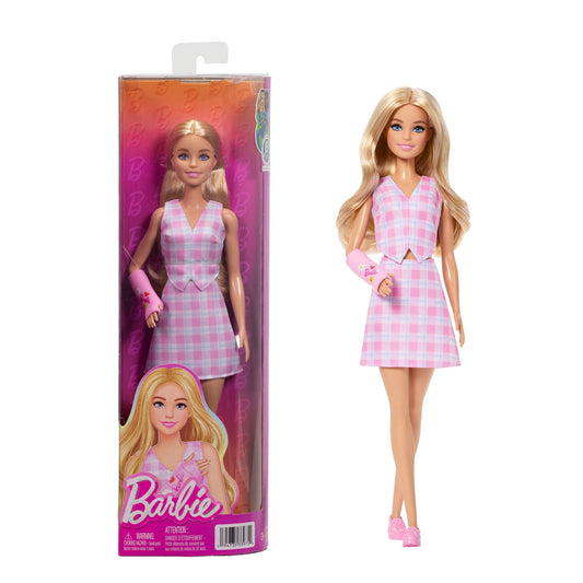 Barbie Fashionista Doll with Pink Checkered Outfit & Cast