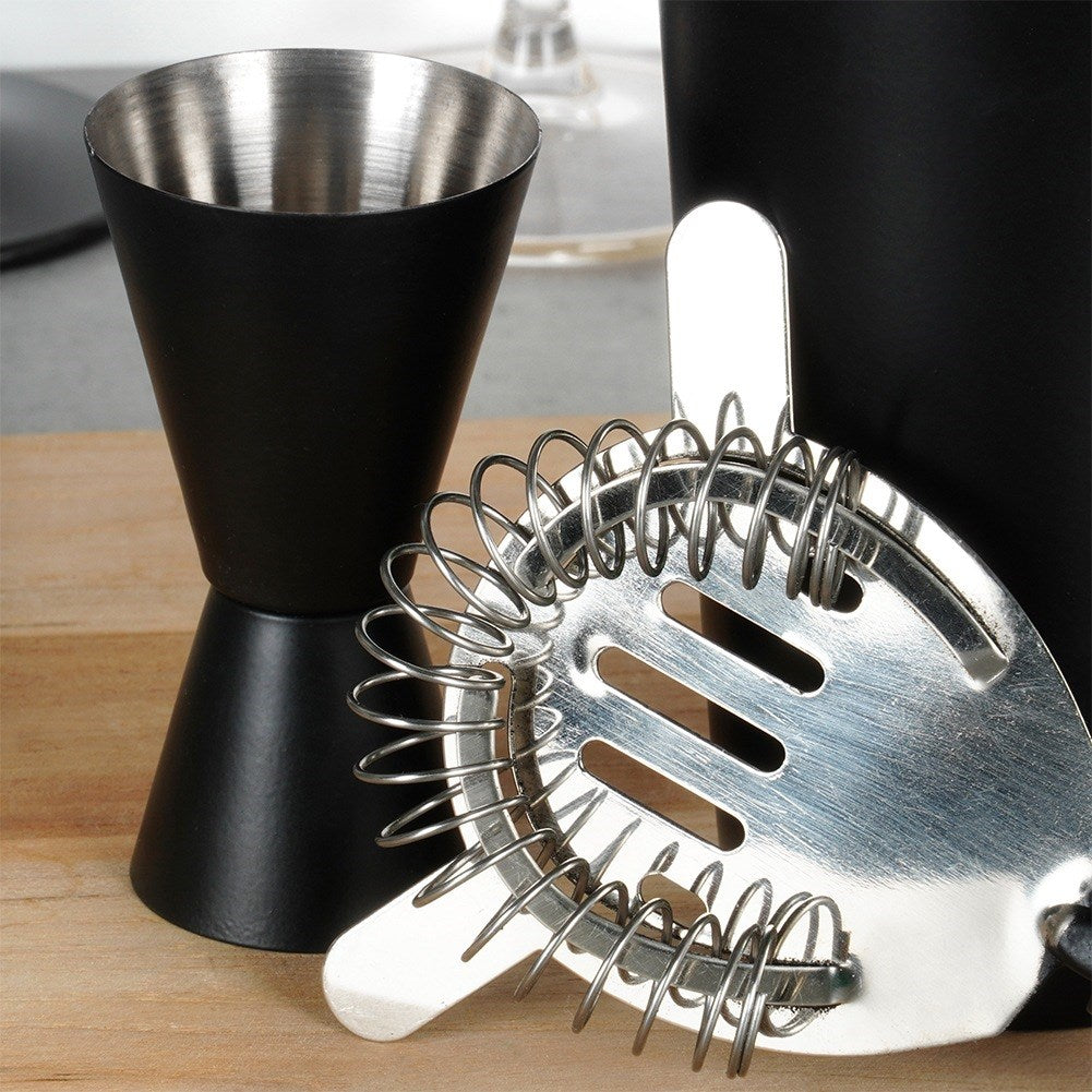 Bar set with shaker, steel, black, 5 pcs.