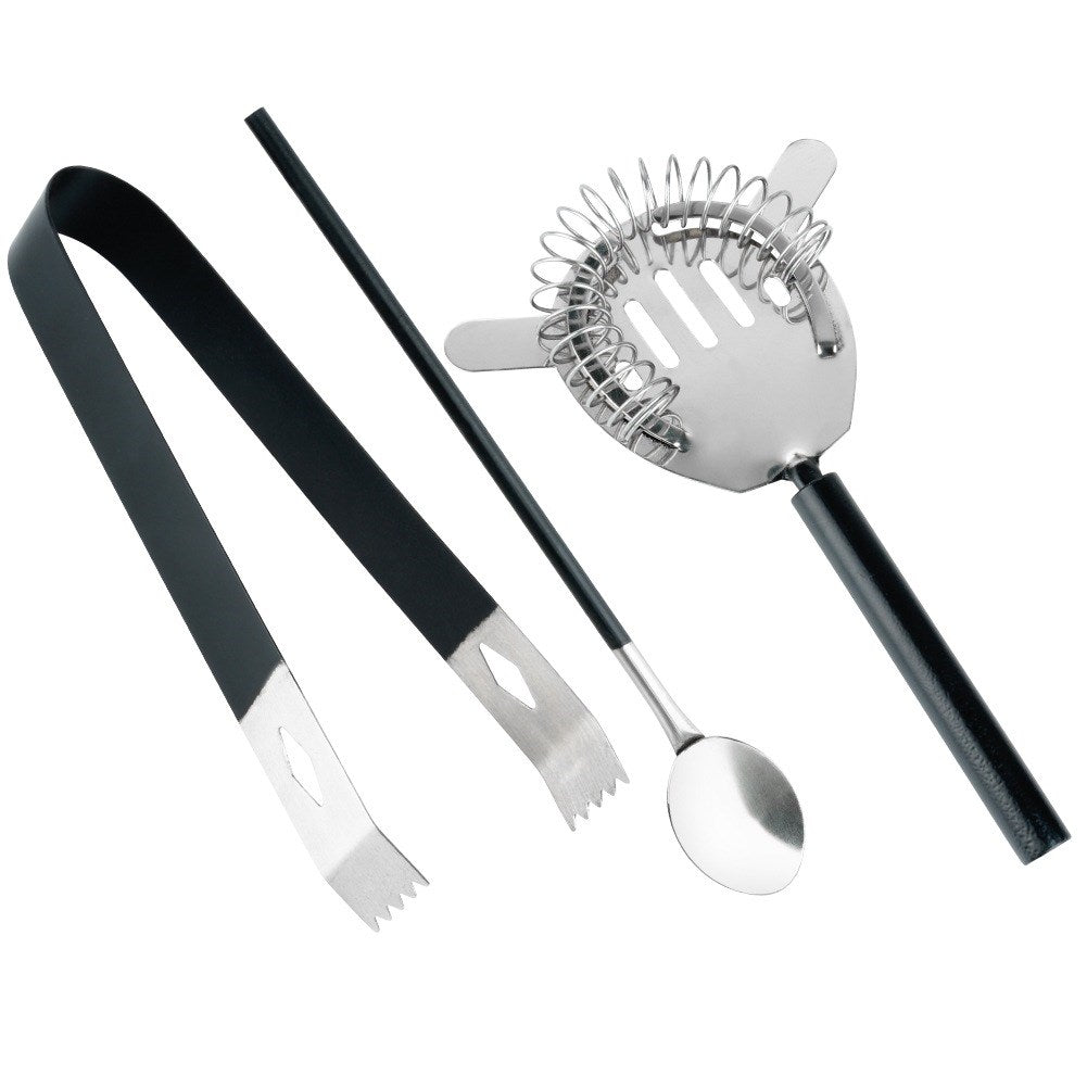Bar set with shaker, steel, black, 5 pcs.