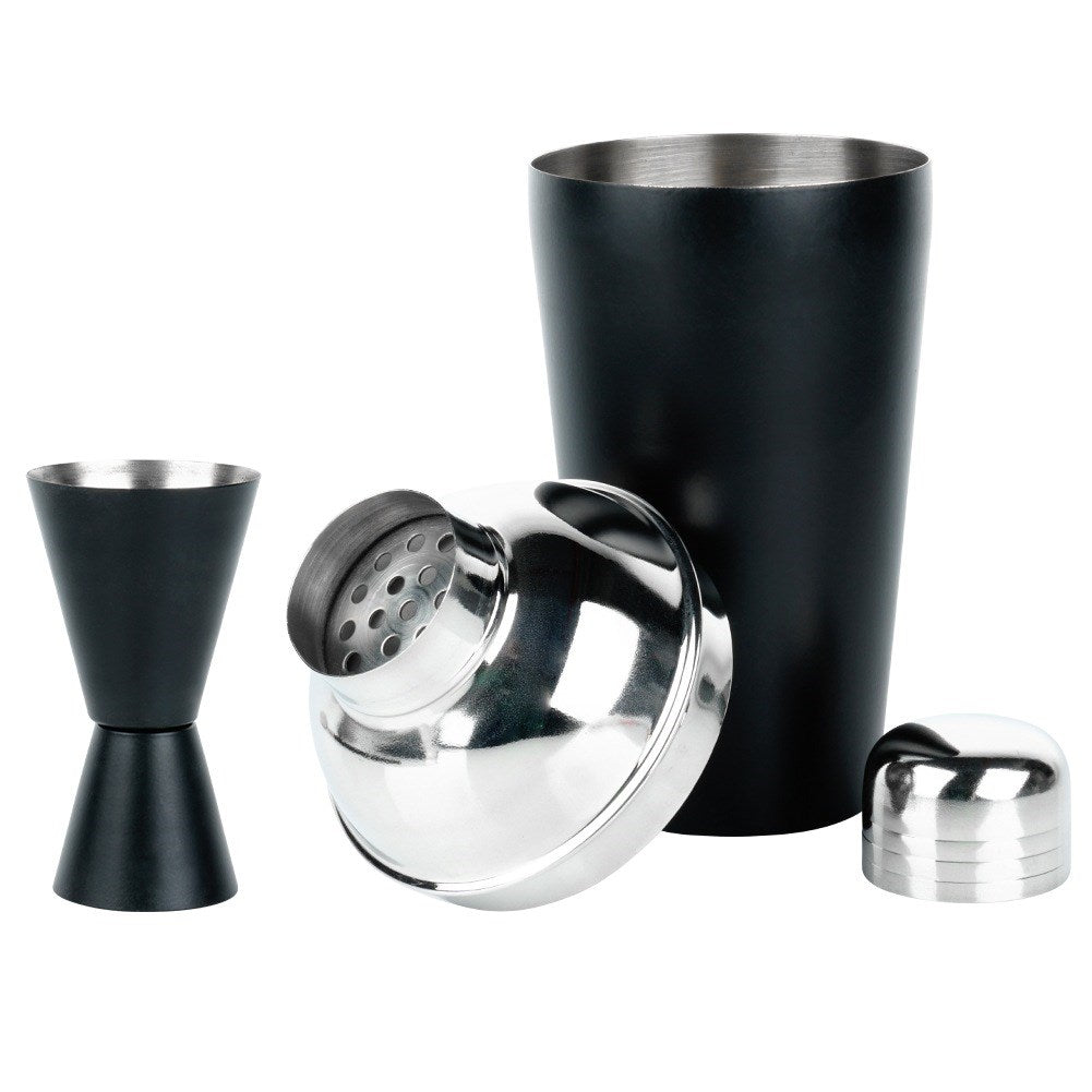 Bar set with shaker, steel, black, 5 pcs.