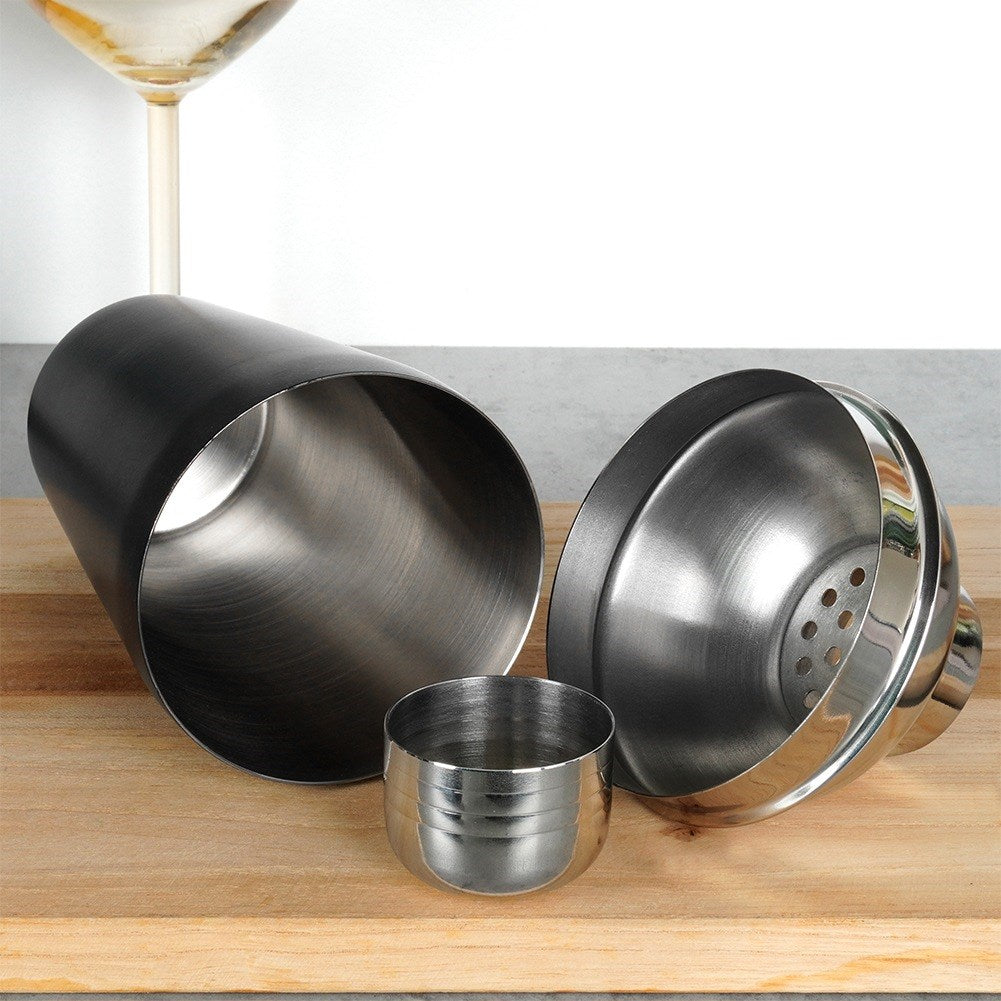 Bar set with shaker, steel, black, 5 pcs.