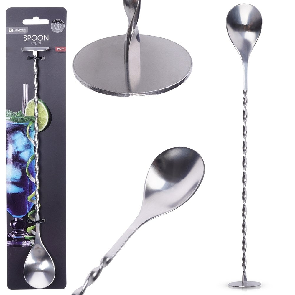 Bar spoon 28 cm - Stainless steel, spiral, cocktail mixing