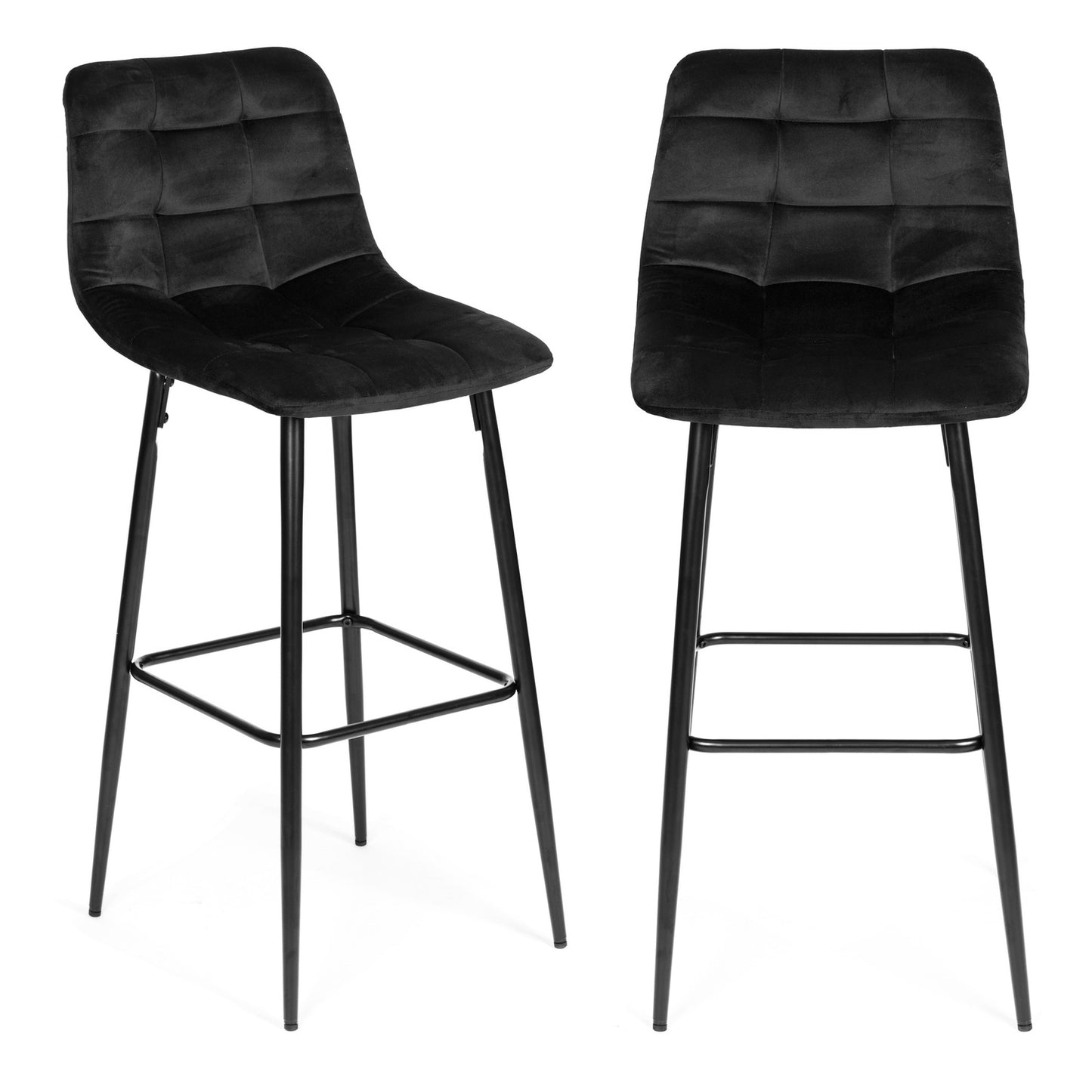 Bar stool, high chair, footstool, black velvet