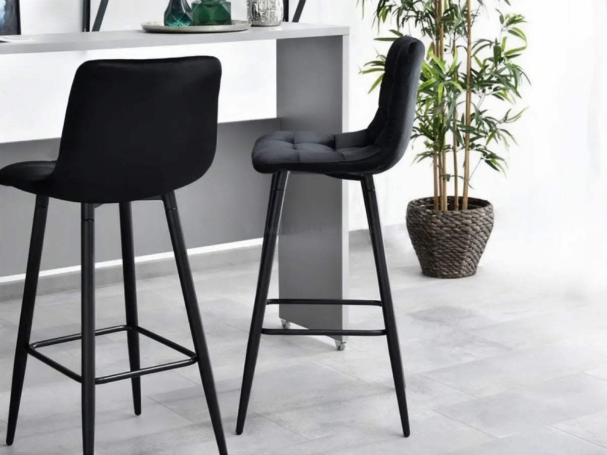 Bar stool, high chair, footstool, black velvet