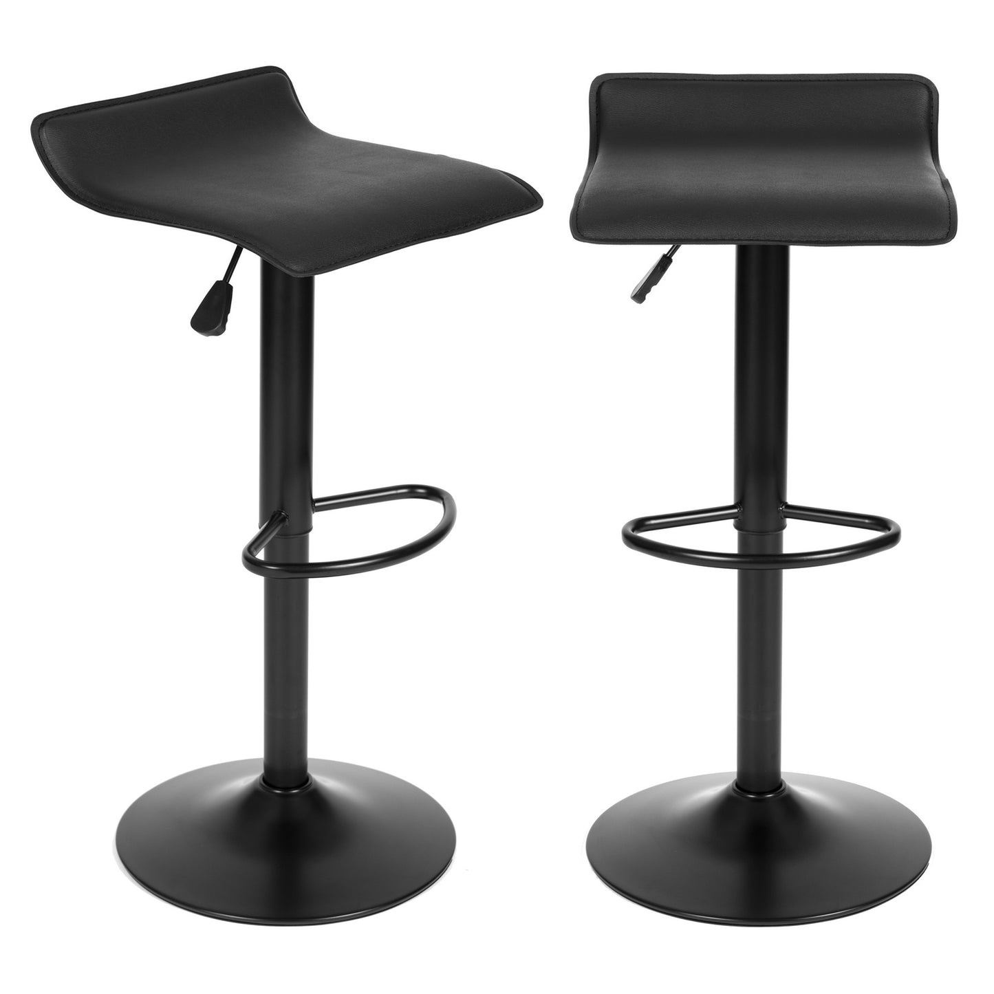 Bar stool, swivel footrest, height adjustable, black eco-leather
