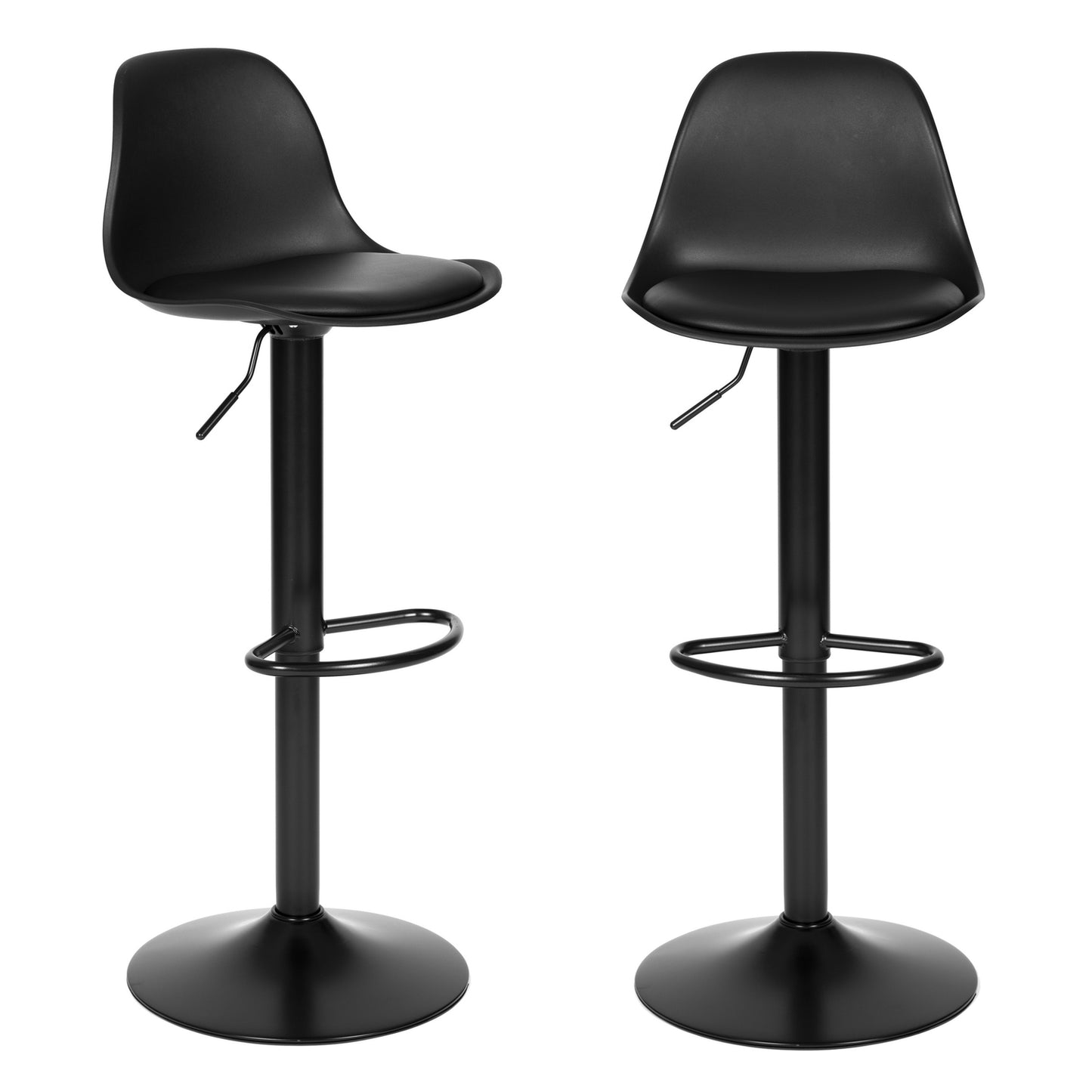 Bar stool, swivel footrest, height adjustable, black eco-leather