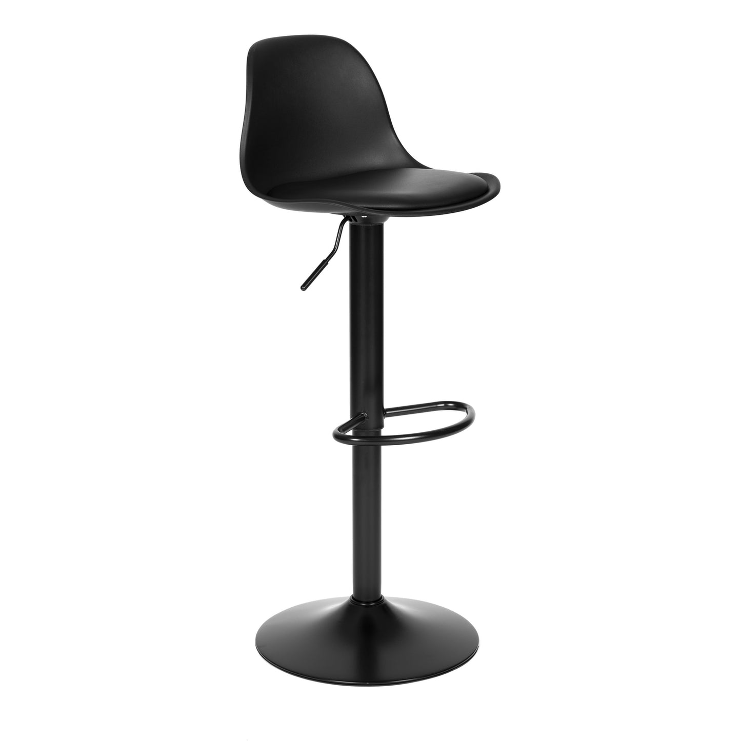 Bar stool, swivel footrest, height adjustable, black eco-leather
