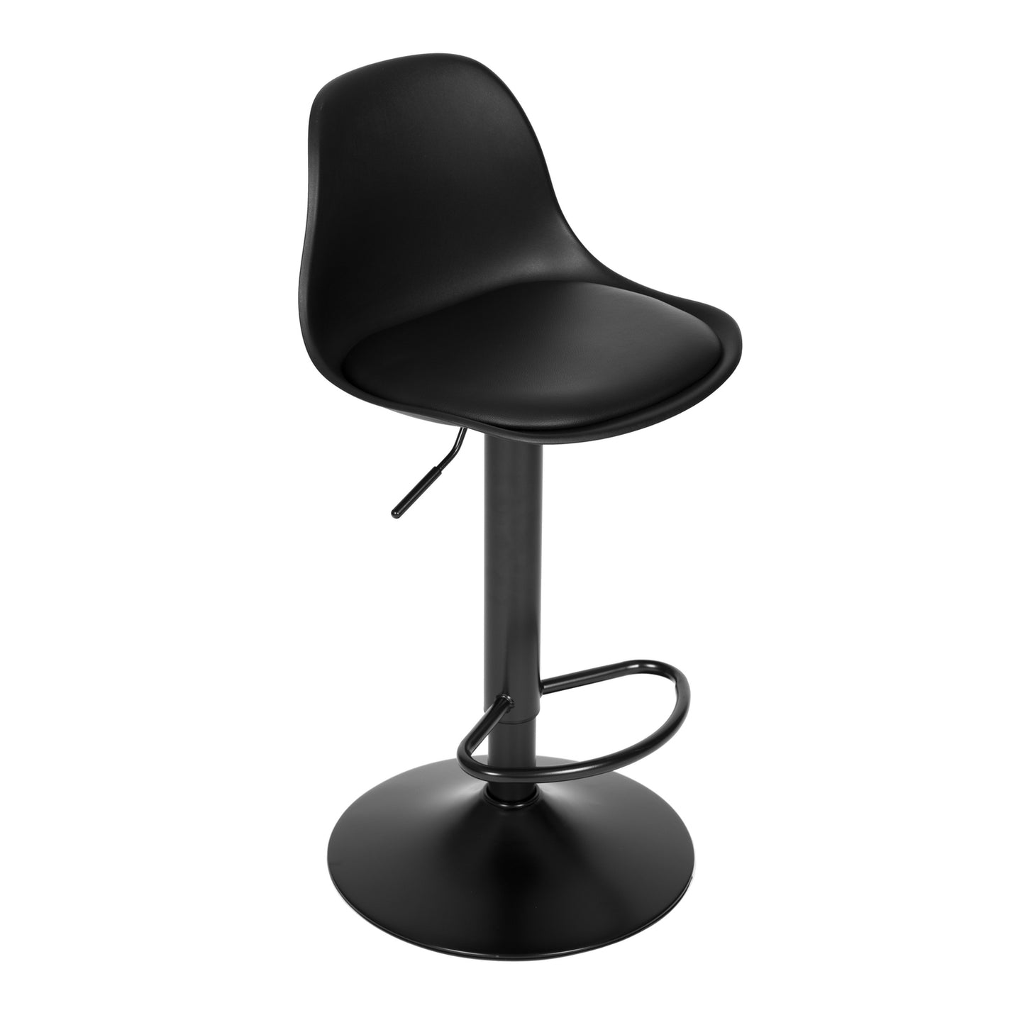 Bar stool, swivel footrest, height adjustable, black eco-leather