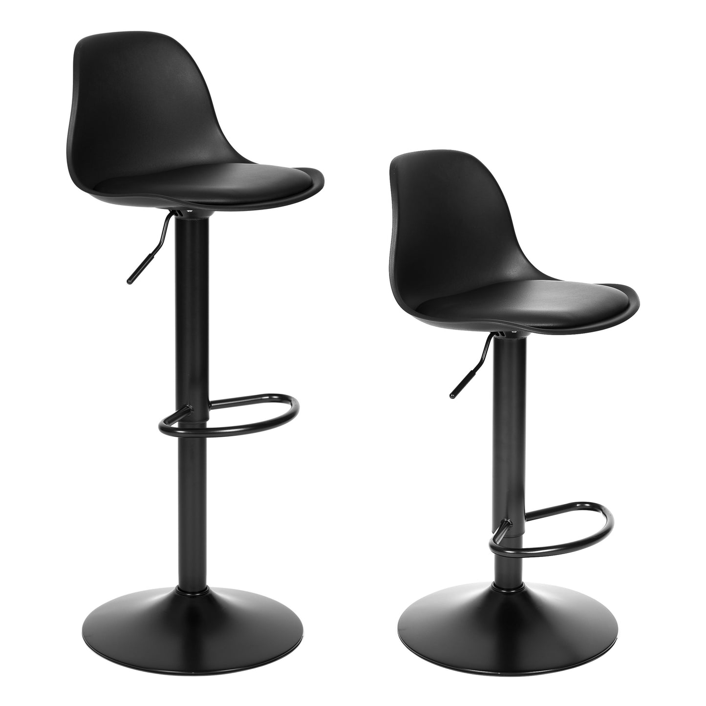 Bar stool, swivel footrest, height adjustable, black eco-leather