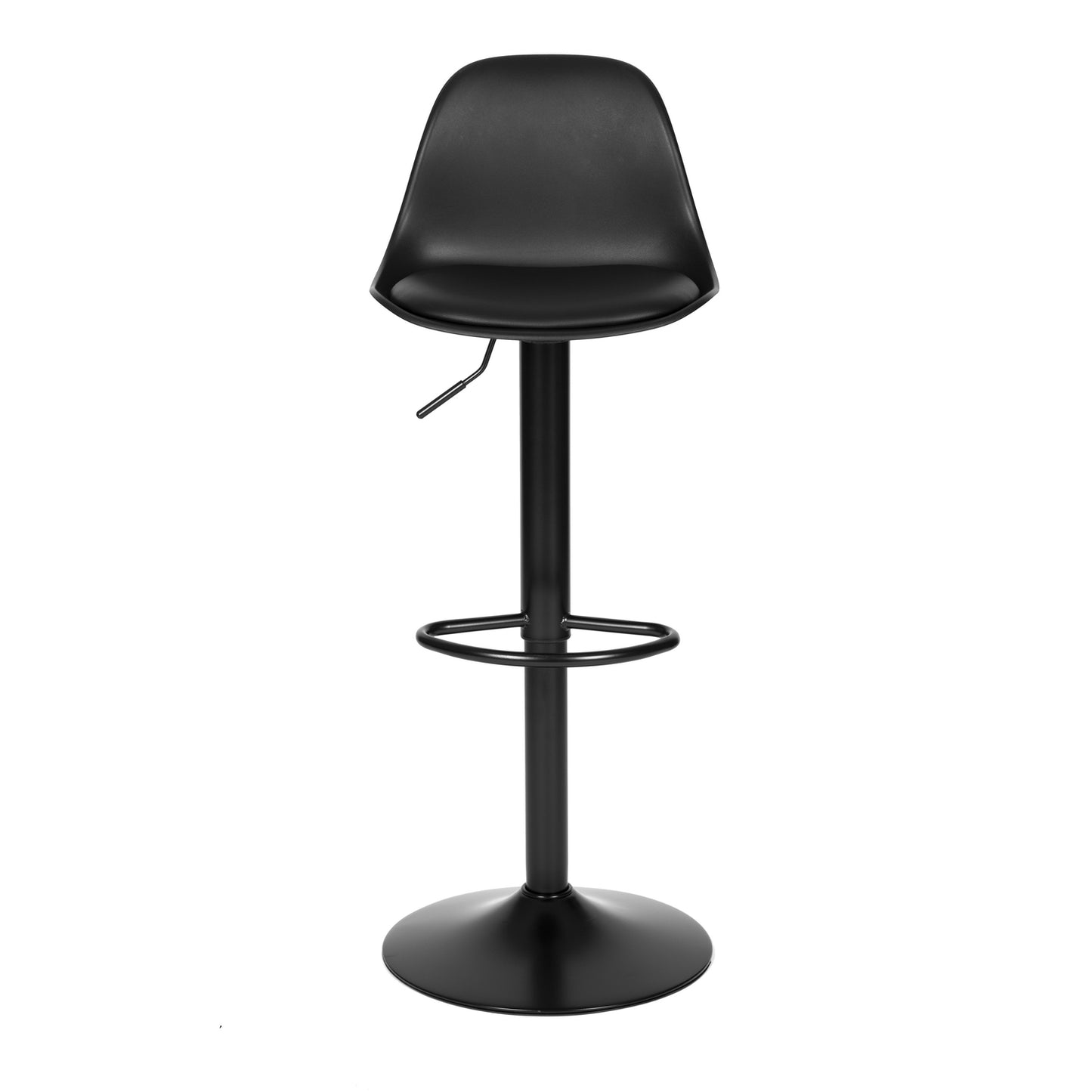 Bar stool, swivel footrest, height adjustable, black eco-leather