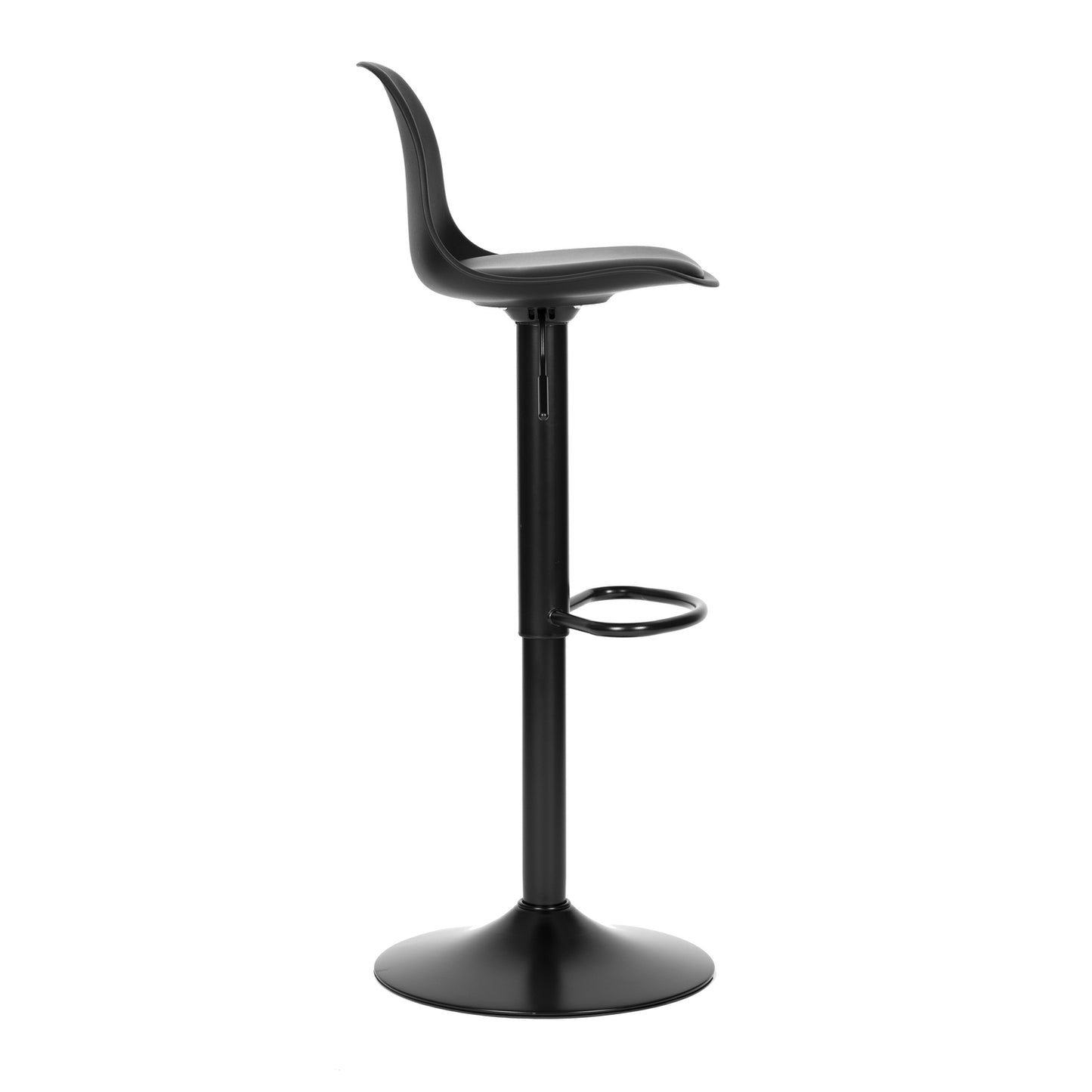 Bar stool, swivel footrest, height adjustable, black eco-leather