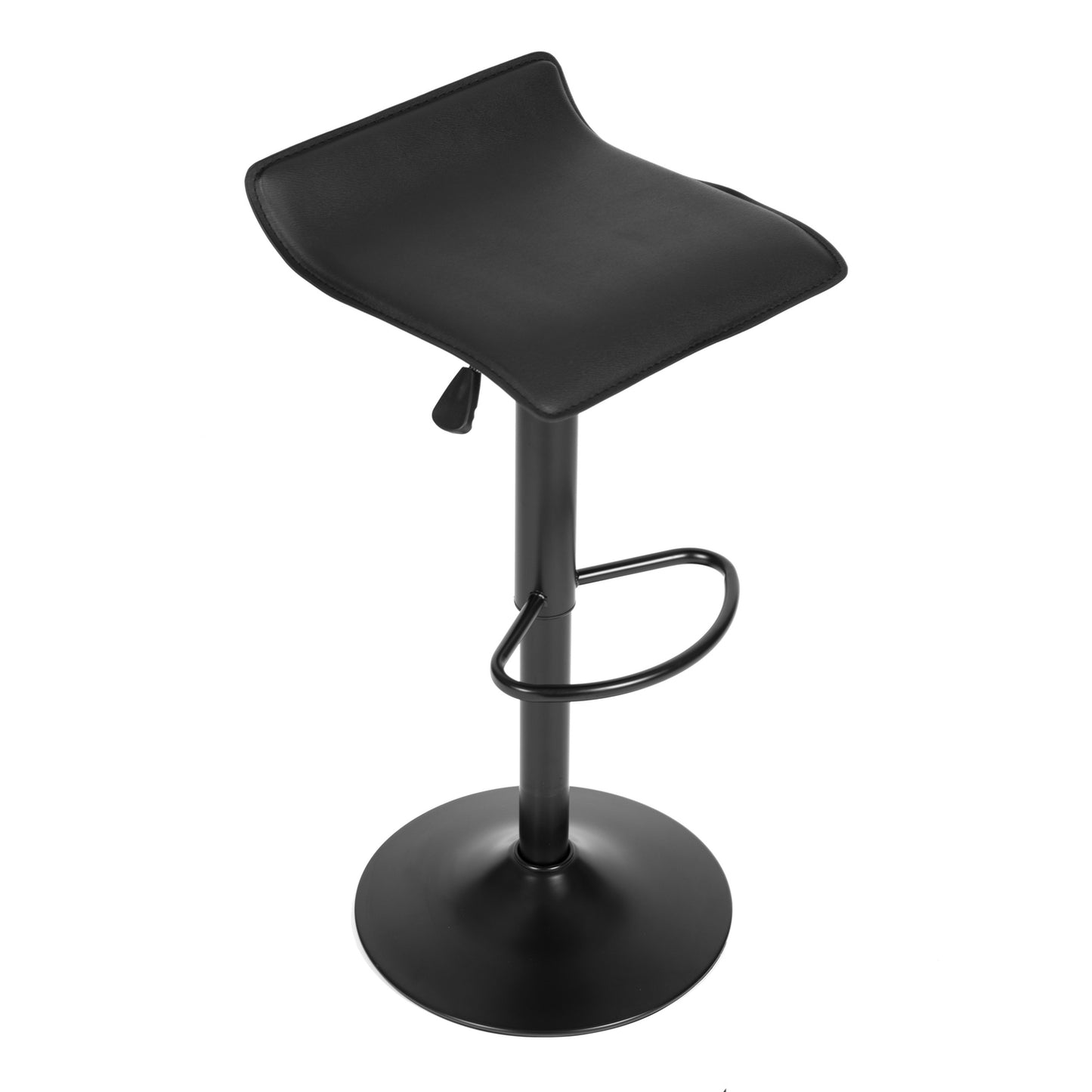 Bar stool, swivel footrest, height adjustable, black eco-leather