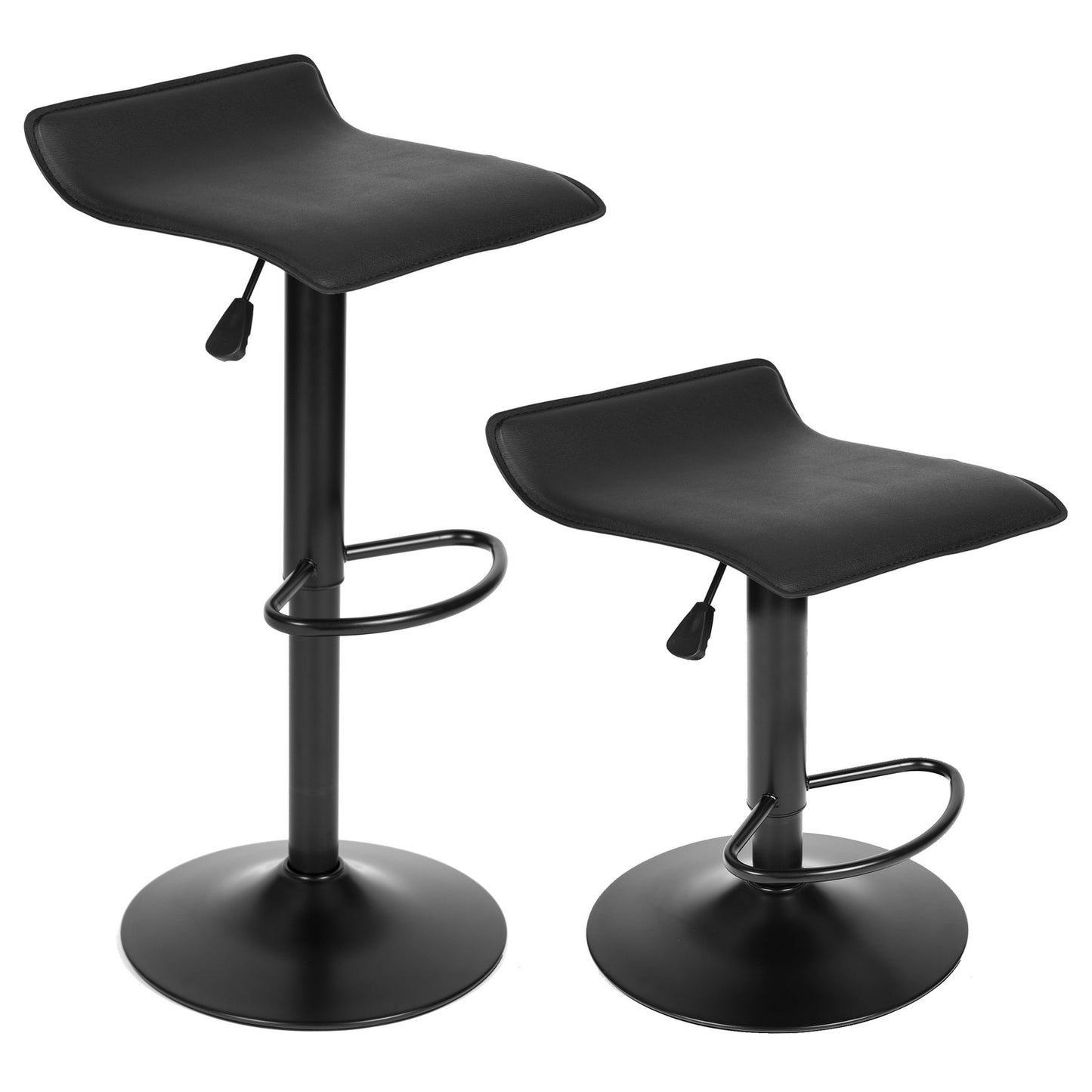 Bar stool, swivel footrest, height adjustable, black eco-leather