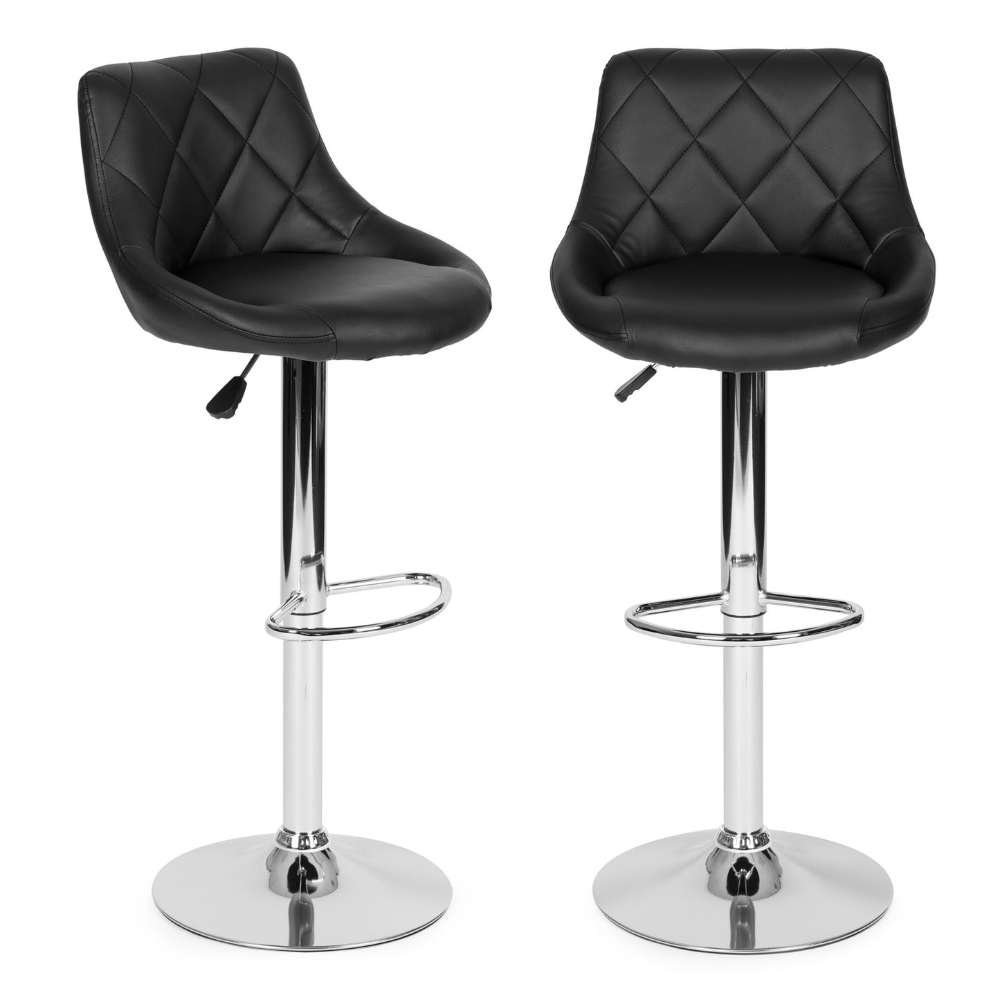 Bar stool, swivel footrest, height adjustable, chrome, eco-leather