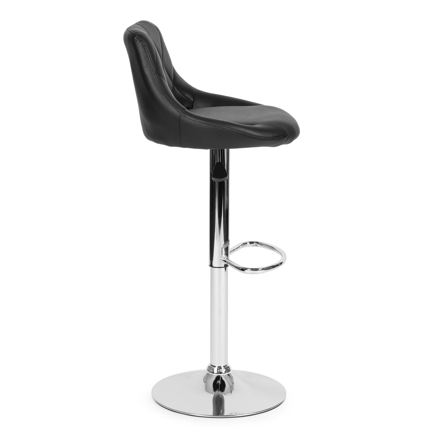 Bar stool, swivel footrest, height adjustable, chrome, eco-leather