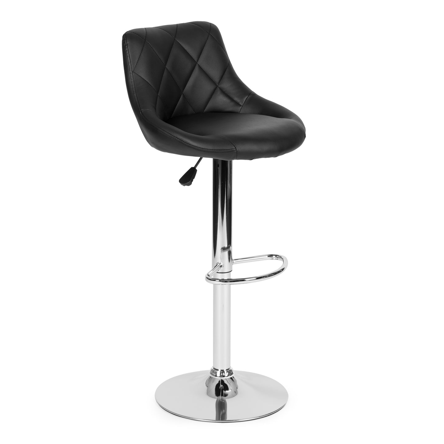 Bar stool, swivel footrest, height adjustable, chrome, eco-leather