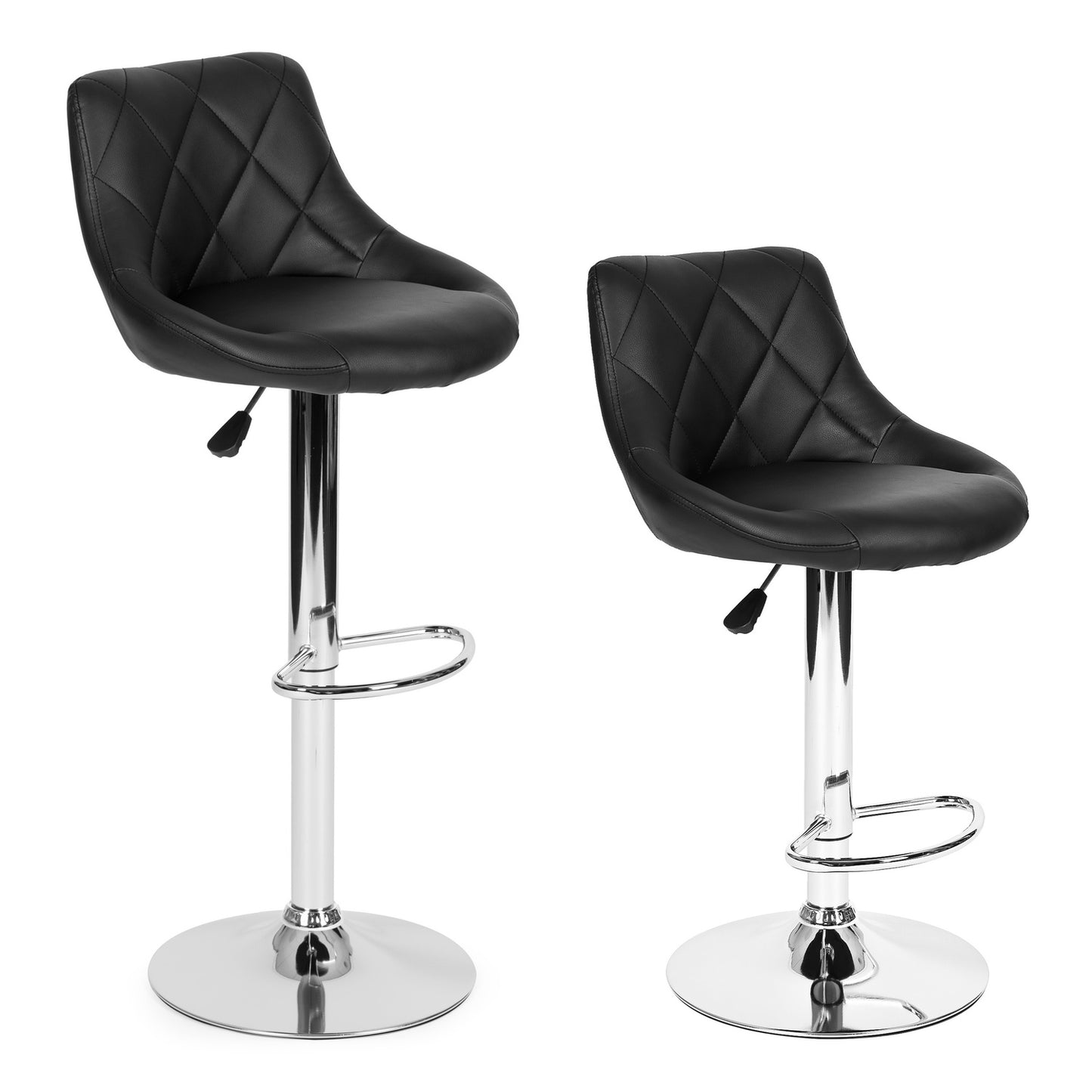 Bar stool, swivel footrest, height adjustable, chrome, eco-leather